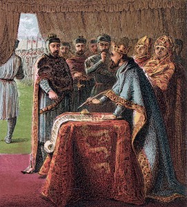 King John is forced to sign Magna Carta